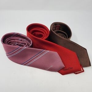 VINTAGE OSCAR DE LA RENTA NECKTIE LOT OF 3 TIES SILK MENSWEAR ACCESSORY DESIGNER